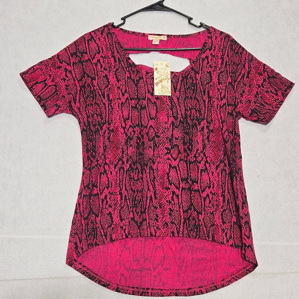 Miss Majesty Pink Snakeskin Print High Low‎ Top Lattice Strappy Back Medium NEW